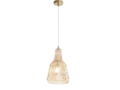 Pendelleuchte GALWAY einflammig, Kristallglas Amber facettiert, Ø 23cm
