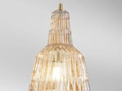 Pendelleuchte GALWAY einflammig, Kristallglas Amber facettiert, Ø 23cm