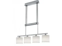 Pendelleuchte GARDA 4-flammig Weiß höhenverstellbar mit Stoffschirmen, B: 80cm
