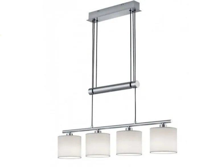 Pendelleuchte GARDA 4-flammig Weiß höhenverstellbar mit Stoffschirmen, B: 80cm
