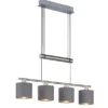 Pendelleuchte GARDA 4-flammig Taupe höhenverstellbar mit Stoffschirmen, B:77cm
