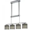 Pendelleuchte GARDA 4-flammig Grau höhenverstellbar mit Stoffschirmen, B: 80cm