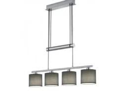 Pendelleuchte GARDA 4-flammig Grau höhenverstellbar mit Stoffschirmen, B: 80cm