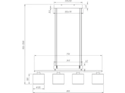 Pendelleuchte GARDA 4-flammig Grau höhenverstellbar mit Stoffschirmen, B: 80cm