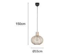 Pendelleuchte GILA mit Gitter Lampenschirm Beige Ø 33cm