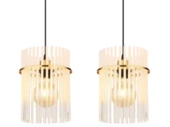 Pendelleuchte GORLEY 4-flammig mit transparenten Echtglas Stäben, Breite 110cm