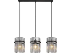 Pendelleuchte GORLEY 3-flammig mit Rauchglas Stäben, Breite 80cm
