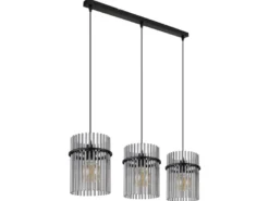 Pendelleuchte GORLEY 3-flammig mit Rauchglas Stäben, Breite 80cm