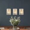 Pendelleuchte GORLEY 3-flammig mit transparenten Echtglas Stäben, Breite 80cm