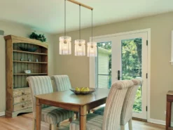 Pendelleuchte GORLEY 3-flammig mit transparenten Echtglas Stäben, Breite 80cm