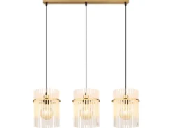Pendelleuchte GORLEY 3-flammig mit transparenten Echtglas Stäben, Breite 80cm