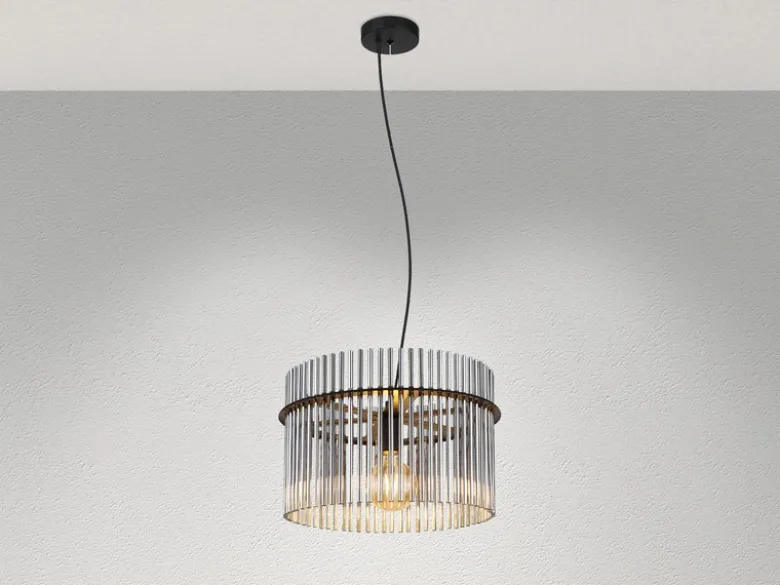 Pendelleuchte GORLEY mit Rauchglas Stäben, Ø 40cm