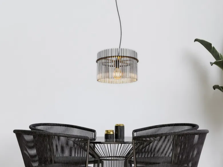 Pendelleuchte GORLEY mit Rauchglas Stäben, Ø 40cm