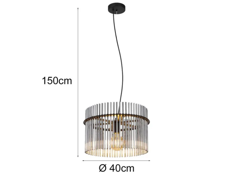 Pendelleuchte GORLEY mit Rauchglas Stäben, Ø 40cm