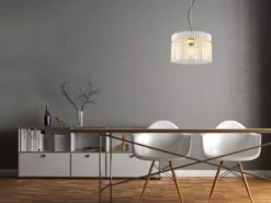 Pendelleuchte GORLEY mit transparenten Echtglas Stäben, Ø 40cm