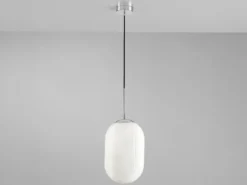 Pendelleuchte GREENWICH einflammig Relief Milchglas Lampenschirm, Ø 23cm