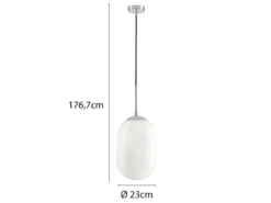 Pendelleuchte GREENWICH einflammig Relief Milchglas Lampenschirm, Ø 23cm