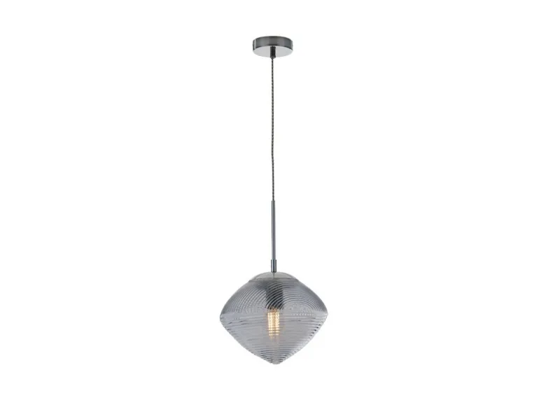 Pendelleuchte GREENWICH einflammig Relief Glasschirm in Blau, Ø 26cm