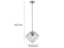 Pendelleuchte GREENWICH einflammig Relief Glasschirm in Blau, Ø 26cm