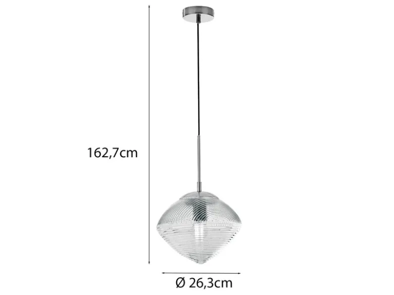 Pendelleuchte GREENWICH einflammig Relief Glasschirm in Blau, Ø 26cm