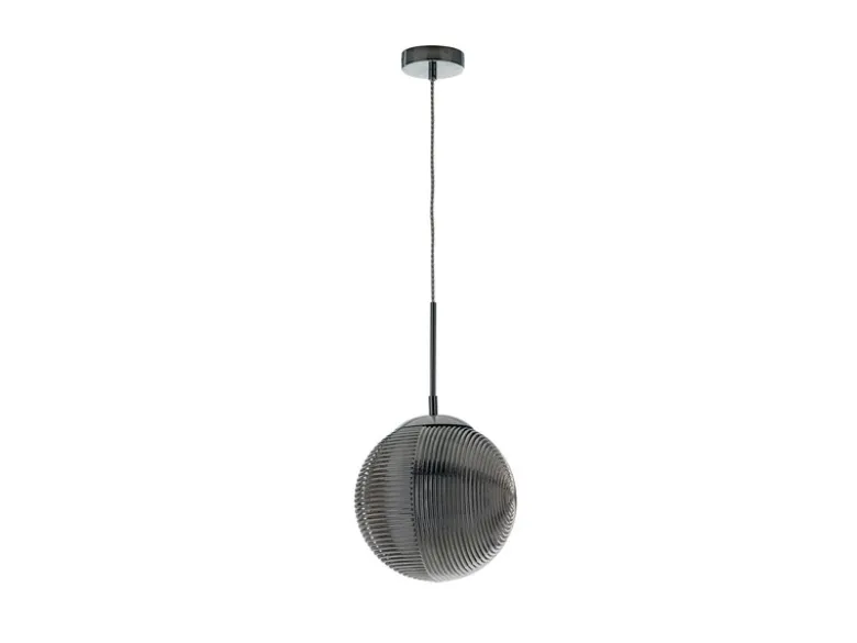 Pendelleuchte GREENWICH Relief Rauchglas Kugel Lampenschirm, Ø 25cm
