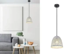 Pendelleuchte HOLLIE mit Lampenschirm Metall Silber, Ø 20cm