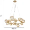 Pendelleuchte HONEY 16-flammig Gold-Glaskugeln Bernsteinfarbig, Ø 82cm