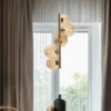 Pendelleuchte HONEY 5-flammig Gold-Glaskugeln Bernsteinfarbig, Höhe 183cm
