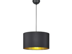 Pendelleuchte HOSTEL mit Stoff Lampenschirm Schwarz & Gold, Ø 40cm