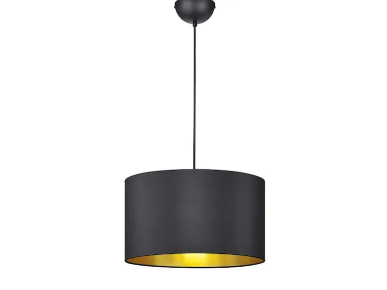 Pendelleuchte HOSTEL mit Stoff Lampenschirm Schwarz & Gold, Ø 40cm