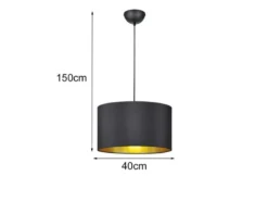 Pendelleuchte HOSTEL mit Stoff Lampenschirm Schwarz & Gold, Ø 40cm