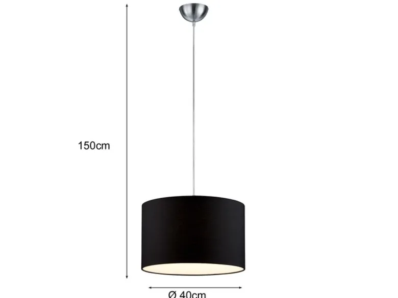 Pendelleuchte HOTEL mit Stoffschirm in Schwarz, Ø 40cm