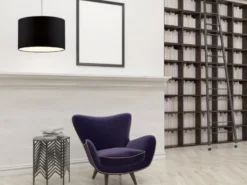 Pendelleuchte HOTEL mit Stoffschirm in Schwarz, Ø 40cm