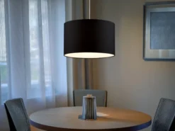 Pendelleuchte HOTEL mit Stoffschirm in Schwarz, Ø 40cm