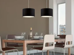 Pendelleuchte HOTEL mit Stoffschirm in Schwarz, Ø 40cm