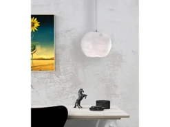 Pendelleuchte ICEBERG Lampenschirm mit Eiseffekt Weiß, Ø 26cm