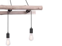 Pendelleuchte IRMGARD 4-flammig mit Leiter Holzbalken 192cm lang, Breite 115cm