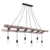 Pendelleuchte IRMGARD 6-flammig mit Leiter Holzbalken 192cm lang, Breite 160cm