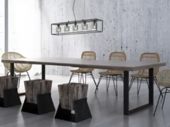 Pendelleuchte ISKA 5-flammig Schwarz mit Rauchglas, Breite 95cm