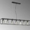 Pendelleuchte ISKA 7-flammig Schwarz lang mit Rauchglas, Breite 130cm