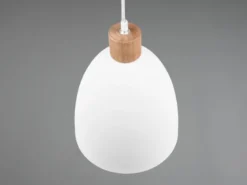 Pendelleuchte JAGGER Lampenschirm Metall/Holz Weiß, Ø 25cm