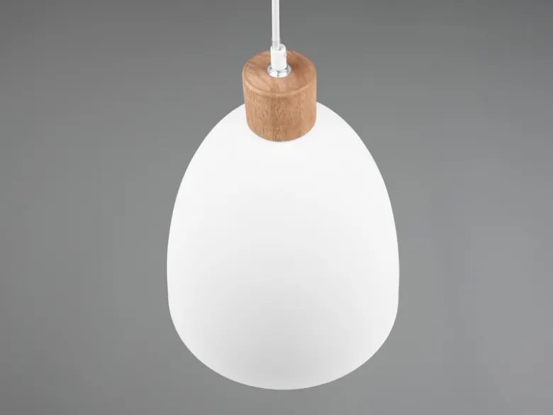 Pendelleuchte JAGGER Lampenschirm Metall/Holz Weiß, Ø 25cm