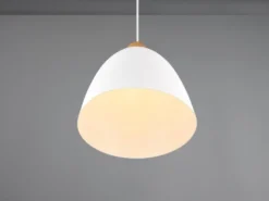 Pendelleuchte JAGGER Lampenschirm Metall/Holz Weiß, Ø 25cm