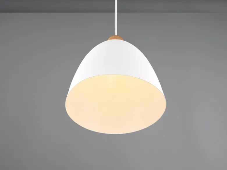 Pendelleuchte JAGGER Lampenschirm Metall/Holz Weiß, Ø 25cm