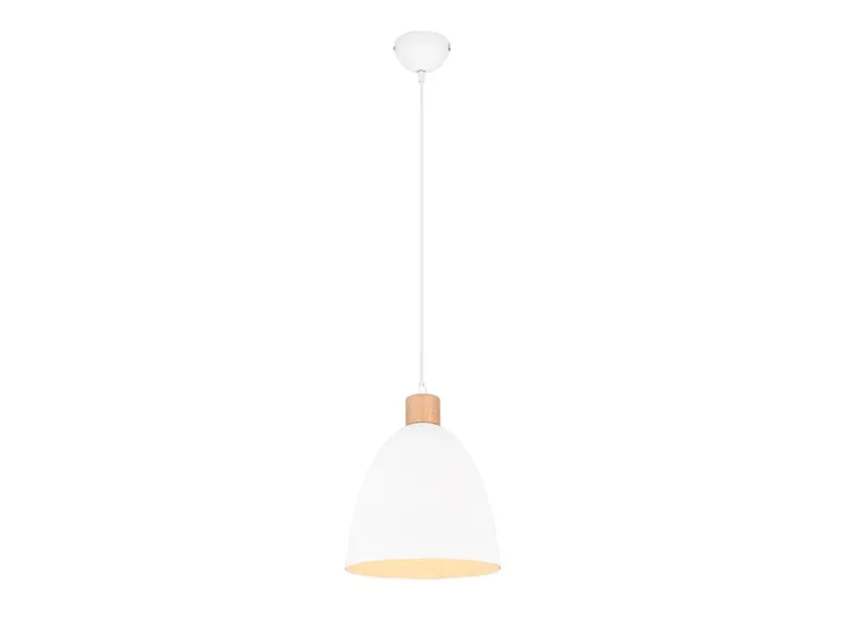 Pendelleuchte JAGGER Lampenschirm Metall/Holz Weiß, Ø 25cm