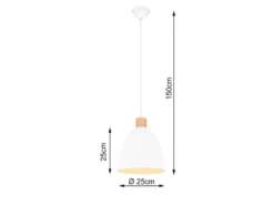 Pendelleuchte JAGGER Lampenschirm Metall/Holz Weiß, Ø 25cm