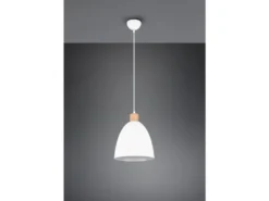Pendelleuchte JAGGER Lampenschirm Metall/Holz Weiß, Ø 25cm