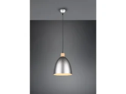 Pendelleuchte JAGGER Lampenschirm Metall/Holz Silber Antik, Ø 25cm