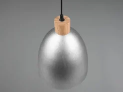 Pendelleuchte JAGGER Lampenschirm Metall/Holz Silber Antik, Ø 25cm