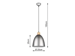 Pendelleuchte JAGGER Lampenschirm Metall/Holz Silber Antik, Ø 25cm